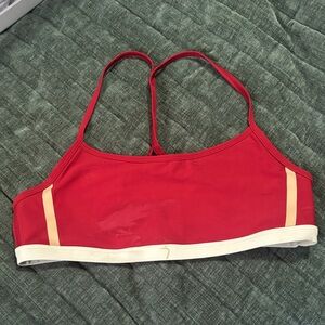 Johnny Was calme Red and Cream Sports Bra